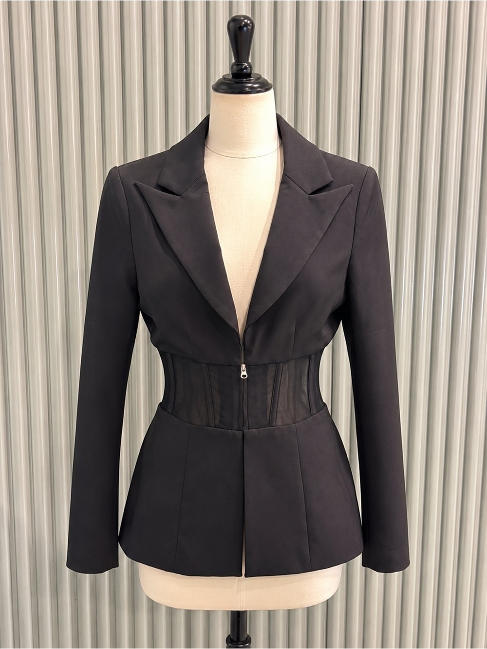 Black Women's Tailored Corset-Waist Blazer